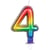 Bougie Arc-en-Ciel Chiffre 4 (8 cm) - Effet Ballon