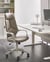Chaise de Bureau Taupe en Cuir PU Hauteur Réglable Pivotante Dossier Inclinable