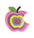 Ecusson thermocollant pomme croquée dégradé fushia 3cm x 3cm