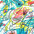 Tissu Sweat léger French Terry Graffiti coloré sur fond Blanc