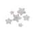 Lot de 3 boutons étoile pailleté argent
