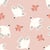 Tissu Popeline de Coton Colombe oiseaux enfantin sur fond Rose poudré