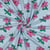 Tissu Jersey Coton Bio Jennifer Bouron fleurs Rose sur fond Bleu ciel