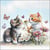 Lot de 4 serviettes en papier découpage collage 33 cm CHATONS FLEUR PAPILLON A 603