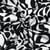 Tissu Coton satiné Iris motif abstrait Noir sur fond Blanc