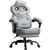 Chaise gaming ergonomique LUCKRACER - Tissu - Gris - Repose-pieds - 50 x 50 x 100 cm