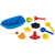 Bateau de plage garni 10 pieces : arrosoir, moules, outils - jouets de plage