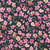 Tissu Velours milleraies Poppy Fleurs roses sur fond Bleu marine
