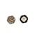 Lot de 6 boutons métal fleur perle noir et blanc