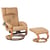 Fauteuil Inclinable Marron Clair Cuir PU Rembourré avec Repose-Pieds Cadre en Bois Fonction Massante Chauffante Design Rétro