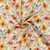 Tissu Double gaze de Coton digital Fleurs Champêtres rose orangé sur fond Blanc