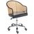 Chaise de Bureau Noir en Cuir PU et Rotin PE Tresse Viennoise Dossier Réglable Pivotant Style Retro