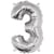 Ballon Chiffre 3, 40cm, 1pce. , argent