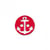 Bouton 2 trous ancre marine rouge/blanc 13mm