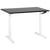 Bureau Réglable Manuellement Plateau Noir et Structure Acier Blanc 120 x 72 cm Hauteur Ajustable Assis Debout Pieds Ronds Design Moderne