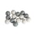 Perles en silicone, 15mm ø, tons gris, 14 pièces