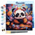 Mini Peinture par Numéros Figured'Art 20x20cm avec cadre Panda fantaisie et fleurs - Petit Format