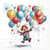 Lot de 4 serviettes en papier découpage collage 33 cm CLOWN BALLON