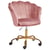 Chaise de Bureau Rose en Velours Glamour Fauteuil Coquillage Pivotant à Base en Etoile Dorée Assise Réglable avec Vérin Frein de Sécurité