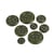 Lot de 3 boutons ronds 4 trous vert sapin