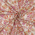 Tissu Lin Viscose imprimé digital Floral rétro Rose, Orange et Vert sur fond Naturel