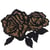 Ecusson thermocollant avec strass Rose double noir et or XL 12x10cm