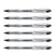 Lot de 6 Rollers encre liquide Uni-Ball Vision Elite UB200 pointe moyenne 0,8 mm noir