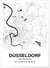Affiche carte Düsseldorf - rectangle Noir et Blanc | A3 : 29,7x42cm