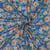 Tissu Viscose imprimé digital petites fleurs Orange sur fond Bleu azur