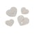 Lot de 3 boutons coeur pailleté argent
