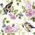 Lot de 4 serviettes en papier découpage collage 33 cm OISEAU FLEU ROSE O 200