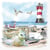 Lot de 4 serviettes en papier découpage collage 33 cm PHOQUE BORD DE MER PHARE MOUETTE