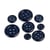 Lot de 3 boutons ronds 4 trous bleu marine