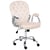 Chaise de Bureau Beige en Velours Dossier Capitonné Hauteur Réglable Pivotant