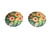 2 Breloques rondes pailletées 20mm imprimé fleur et feuille doré - vert -  rose -  bleu