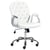 Chaise de Bureau Blanc en Cuir PU à Dossier Capitonné Décoration Cristaux Réglable en Hauteur avec Bouton et Pivotement Complet