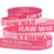 Film 25m sergé jacquard polyester RAW WHITE 25mm Vieux Rose/rose