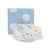 Coffret cadeau naissance chaussons lapin bleu avec hochet - 0/6 mois