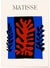 Affiche Matisse 'Feuillage Abstrait' – Bleu, rouge et noir | A3 : 29,7x42cm