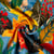 Tissu Viscose imprimé Arty Fleuris Madid sur fond Bleu ancien