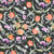 Tissu Viscose  Citrina agrumes Oranges sur fond Noir - Au mètre