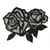 Ecusson thermocollant avec strass Rose double noir et argent XL 12x10cm