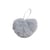 Pompon fourrure artificielle cœur 45x 65mm gris