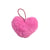 Pompon fourrure artificielle cœur 45x 65mm rose fluo