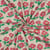 Tissu Jersey cotêlé Bio Jennifer Bouron fleurs Rose et Vert sur fond Ecru