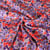 Tissu Viscose extensible Digital Fleurs parme et rouges sur fond Violet