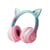 Casque Audio LED Oreilles De Chat Bluetooth Pliable Avec Microphone Vert Rose YONIS