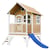 AXI Cabane enfant TOM Brun Blanc avec toboggan Bleu - Axi House