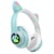 Avizar Casque Sans Fil Bluetooth pour Enfant avec Oreilles Chat Lumineux RGB Vert Menthe