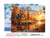 Peinture par Numéro Figured'Art avec Cadre - Coucher de soleil automnal près de la Cabane - Kit de Loisir Créatif DIY Numéro d'Art Complet - 40x50cm toile tendue sur châssis